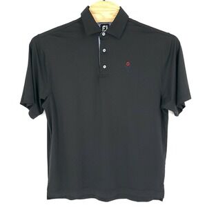 Footjoy Shirt Mens Large Black Polo Solid Polyester Performance Golf